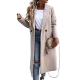 Winter Overcoat Suit Collar Elegant Women Jaket Collar Elegant Long Blazer Women Coat  Ladies Overcoat