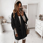 Deenor Winter Warm Women Coats Famale Jaket Fashion Elegant Long Sleeve Button Coat Tailored Collar Casual Coats for Women