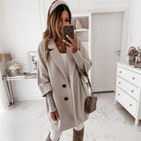 Deenor Winter Warm Women Coats Famale Jaket Fashion Elegant Long Sleeve Button Coat Tailored Collar Casual Coats for Women