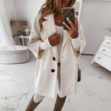 Deenor Winter Warm Women Coats Famale Jaket Fashion Elegant Long Sleeve Button Coat Tailored Collar Casual Coats for Women